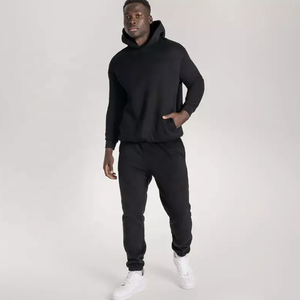 Ensemble jogging et sweat à capuche en molleton 100 % coton respirant personnalisable pour homme, avec cordon de serrage, idéal pour le printemps et l'exercice, avec logo personnalisé – Fabriqué au Pakistan - Product Image 3