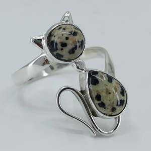 Anillo de Plata de Ley 925 con Jaspe Dálmata, Hecho a Mano, Estilo Boho, Joyería con Piedra de Nacimiento de Marzo, Regalo Perfecto para su Cumpleaños o Aniversario - Product Image 4