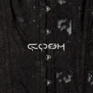 Corset noir en dentelle transparente avec baleines en acier pour femme, tenue de lingerie mode - Product Image 4