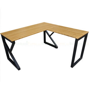 BFKB009-KBamboo L-Shaped 140x150cm Computer <b>Desk</b> with Assembled Legs - Product Image 3