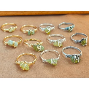 Bohemia Style Gold-Plated Natural Stone Gemstone <b>Rings</b> Main Material Brass Jewelry - Product Image 1