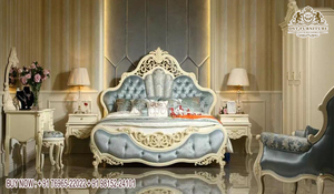 Meubles de chambre à coucher et lit polis dorés de Style français, meubles de chambre à coucher polis dorés, lit Queen Size exclusif - Product Image 3