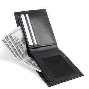 กระเป๋าสตางค์หนังสีทึบสไตล์วินเทจเปิดปิดแบบสั้นปักลาย - Product Image 2