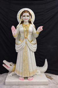 Elegante Estatua de Mármol Tallada a Mano de Khodiyar Maa, Divinidad Hindú Tradicional para Decoración de Interiores, Jardines y Templos - Product Image 3