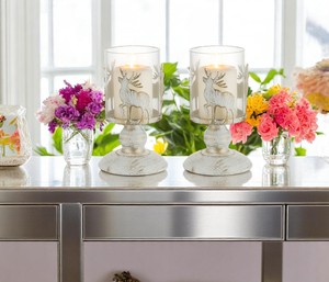 Candelabros votivos de Reno rústico, juego de decoración navideña para el hogar de 2 con función sin llama y base de pedestal - Product Image 6