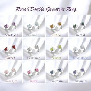 Raw estilo clásico sin cortar Arco Iris Natural piedra lunar eternidad Vermeil galvanizado ajustable banda recta anillos finos bodas - Product Image 6