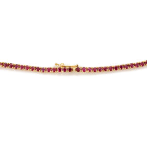 Collar de Tenis de Oro Amarillo Sólido 18K Hecho a Mano Rubí Corte Natural Personalizable para Bodas Fiestas o Regalos - Product Image 5