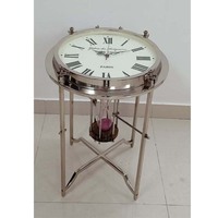 Minuterie d'envoi en métal avec horloge et table d'appoint en verre transparent avec horloge Horloge de table au design unique