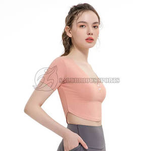 T-shirt de sport en coton pour femme, couleur unie, design simple, manches courtes, pour l'été, logo personnalisé, grande taille, streetwear, automne - Product Image 5