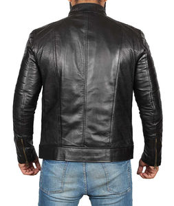 Veste en cuir véritable pour hommes de haute qualité en gros hommes Slim Fit respirant à manches longues 100% veste en cuir véritable - Product Image 4