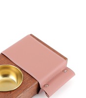 Brûleur d'encens Bakhoor tendance en bois et cuir avec bol en métal, design arabe moderne, décoration d'intérieur du Moyen-Orient, porte-cadeau