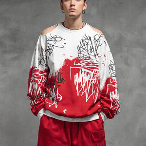OEM Winter Sublimation Sweatshirts <b>Men's</b> Drop Shoulder Crew Neck Fleece Oversized Breathable Windproof Casual Wear - Product Image 2