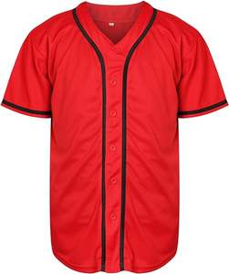 Respirant 180g Tissu Tricoté 3D Imprimé Hip Hop Maillot de Baseball à Manches Courtes avec T-shirt Blanc Boutonné Uni pour hommes - Product Image 1