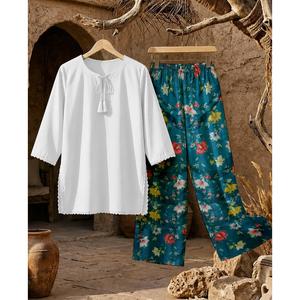 Conjunto Básico MUZANG de Algodón Puro, Blusa de Manga Tres Cuartos para Uso Diario - Product Image 1