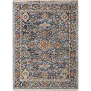 Alfombra de Lana Anudada a Mano Erbe Blue EPR-1508 (Cs-01) con Patrón de Medallón, Alfombra para Sala de Estar de 9x12, Decoración para Pasillo, para Adolescentes, para Uso Doméstico - Product Image 1