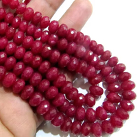 Perles facettées rondes en quartz rubis de haute qualité, taille 7-8 mm, couleur rouge, brin de 8 pouces de long, marque EMINENT JEWEL