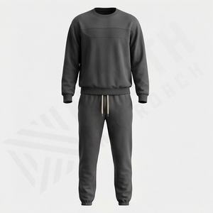 Conjunto Deportivo de 2 Piezas para Hombre, Hecho a Medida, de Alta Calidad, Sudadera de Manga Larga con Cuello Redondo de Felpa Francesa y Pantalones Deportivos - Product Image 1