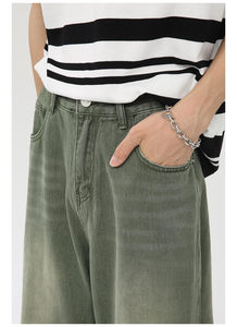 Verano nuevo diseño pantalones hombres pantalones vaqueros acampanados Patchwork suelto Hip Hop pantalones vaqueros lavados OEM personalizado moda transpirable - Product Image 6