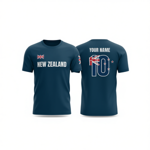 Set di Maglie da Calcio Ispirate alla Nuova Zelanda per Tifosi Blu Navy con Nome e Numero Personalizzati - Product Image 1