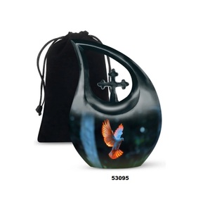 โกศเผาศพรูปนกสีดำพร้อมถุงกำมะหยี่แถมฟรีอัฐิอลูมิเนียม - Product Image 1