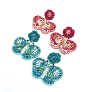 Pendientes Colgantes de Mariposa con Cuentas Bordadas a Mano, Diseño Moderno, Multicolores, Ligeros y Originales - Product Image 5