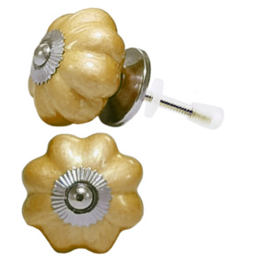 Neon Golden Ceramic Melon Knobs for Kitchen Dresser Bedroom Outdoor Warehouse Living Room Hotel Use-for Cabinets <b>Drawer</b> Doors - Product Image 2