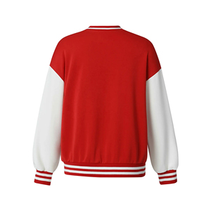 Wholesale Casual Women's Varsity <b>Jacket</b> Fashionable Red Wool Body with Leather <b>Sleeves</b> and Custom Letterman Knitted Processing - Product Image 2