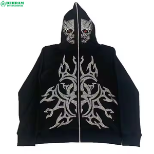 เสื้อฮู้ดซิปเต็มตัวสั่งทำขายส่ง ผ้าฟลีซ/เฟรนช์เทอร์รี่ 450 GSM ดีไซน์ทันสมัยประดับเพชรเทียม แห้งเร็ว - Product Image 6