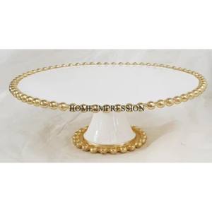 Support à gâteau en métal martelé de grande taille en acier inoxydable avec présentoir à gâteau de café et d'hôtel rond poli brillant à 2 niveaux - Product Image 6