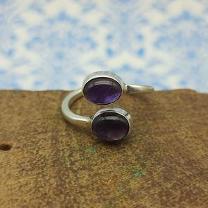 925 Sterling Silver Handmade Designer Ring Oval Cut Améthyste Gemstone Latest Bohemian Artisan Crafted Jewelry for Weddings - Product Image 5