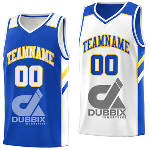 Maillot de basket-ball réversible classique sur mesure, taille plus, respirant, en maille de polyester, logo imprimé numérique, nom, manches courtes, été, 3D - Product Image 1