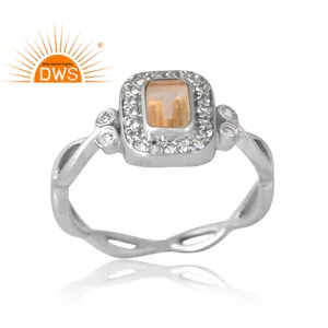 New Stylish Design Sterling Silver Natural Citrine & White Topaz Gemstone Ring For Women Custom Design Jewelry Manufacturer