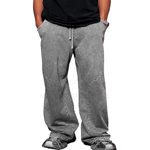 High Quality Oversized Pullover Acid Wash Sweatpants for <b>Men</b> 100% Cotton Casual Street Style Straight Pattern - Product Image 2