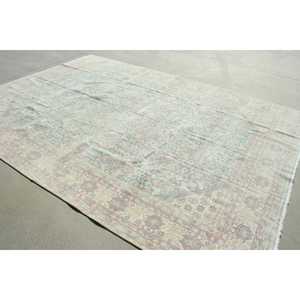 Alfombra Vintage de 8,1x11,4 pies, Alfombra Turca Azul con Diseño Floral de Lana - Product Image 4