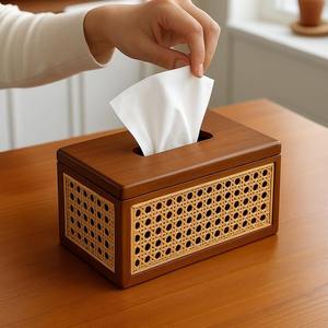 Caja de pañuelos de madera de diseño con aspecto minimalista, ideal para dormitorio, baño y mesa de comedor, acento decorativo - Product Image 3