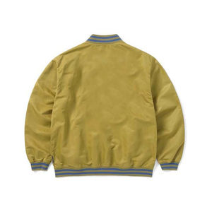 แจ็กเก็ตบอมเบอร์ซาตินสำหรับผู้ชาย, แจ็กเก็ตเบสบอลวิทยาลัยแบบยืนด้านหน้าทันสมัยทนทานสำหรับนักเรียน - Product Image 2