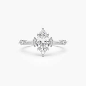 อาร์ตเดคโคเจียระไนเพชร14K 1.10ctw ห้องแล็ปแหวนหมั้นเพชรที่โตขึ้นประดับทองแท้จัดงานแต่งงานปาร์ตี้ครบรอบ - Product Image 2