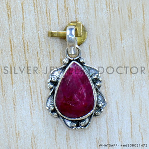 Venta al por mayor 925 colgante de plata esterlina hecho a mano de piedras preciosas finas encanto colgante con rubí tipo encanto colgantes - Product Image 2