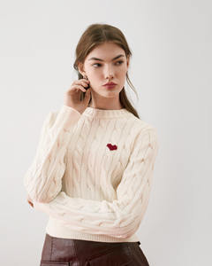 Suéter de Punto Formal de Manga Larga 100% Algodón para Mujer, Corte Regular con Tejido de Retazos por Routine - Product Image 5