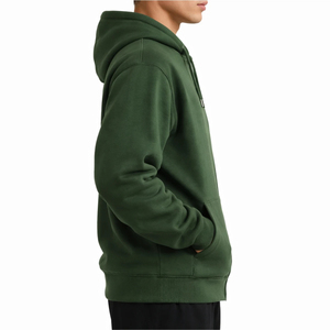 Sweat-shirt à capuche zippé vert uni pour homme, en molleton doux et confortable, avec poche, style décontracté, coupe ajustée, idéal au quotidien. - Product Image 3