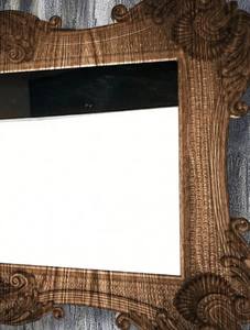 Miroir en bois sculpté à la main, miroir moderne du milieu du siècle pour la décoration murale, miroir mural orné, grands miroirs modernes décoratifs - Product Image 4