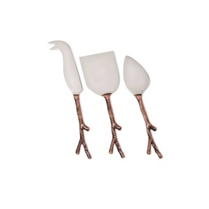 Ensemble de couverts à fromage Branch avec manche en cuivre antique pour la maison à moindre coût ensemble de 3 couteaux à fromage en métal uniques pour la cuisine - Product Image 1