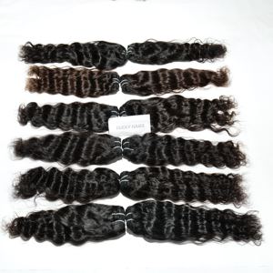 Extensions de cheveux humains naturels, 100% vierges, non traités, indiens, cuticules alignées, vague profonde lâche, mèches - Product Image 1