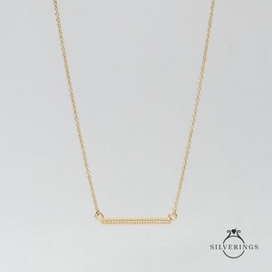 Collier en argent sterling 925 Silverings à motif géométrique, barre dorée avec zircon et alliage de zinc, idéal pour un cadeau - Product Image 4
