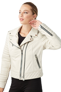 100% coton tricoté manches en cuir veste universitaire pour femmes hiver imperméable écologique fermeture à bouton fabriqué au Pakistan - Product Image 5