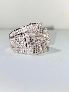 แหวนเพชร CZ แบบแร็ปเปอร์เครื่องประดับฮิปฮอปชุบทอง - Product Image 2