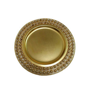 <b>Gold</b> Plated Finishing Tabletop Dinner Organizer <b>Charger</b> <b>Plates</b> Hotel Table <b>Plate</b> Restaurant Food Server Dish <b>Charger</b> <b>Plate</b> - Product Image 1