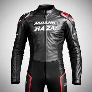 Traje de moto de cuero de carreras | Malik Raza | Logos de Club de tamaños de colores personalizados | Pedidos a granel de presupuesto - Product Image 3