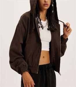 Ventes en gros de sweats à capuche pour femmes en molleton 100% coton, poids lourd, style Y2k, fermeture éclair intégrale, personnalisable pour l'hiver - Product Image 4