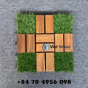 Dalles de terrasse en bois d'acacia faciles à installer, revêtement de sol extérieur à emboîtement - Product Image 1